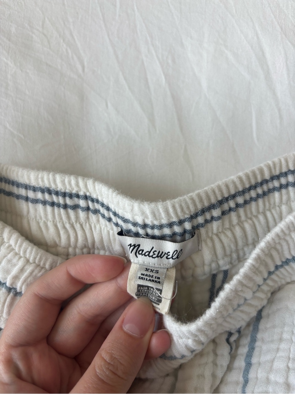 Madewell White & Blue Striped Gauze Wide Leg Pants – Size XXS - Picture 4 of 5